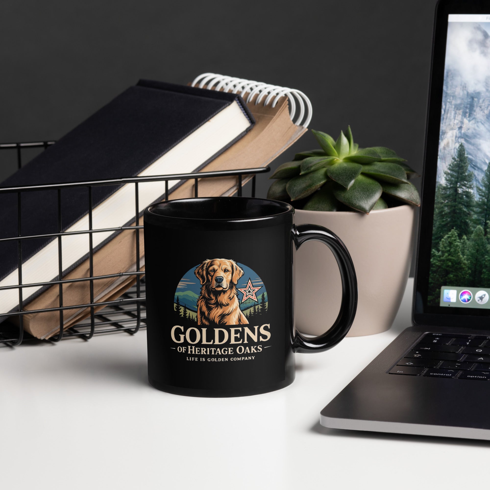 Heritage Oaks Black Glossy Mug