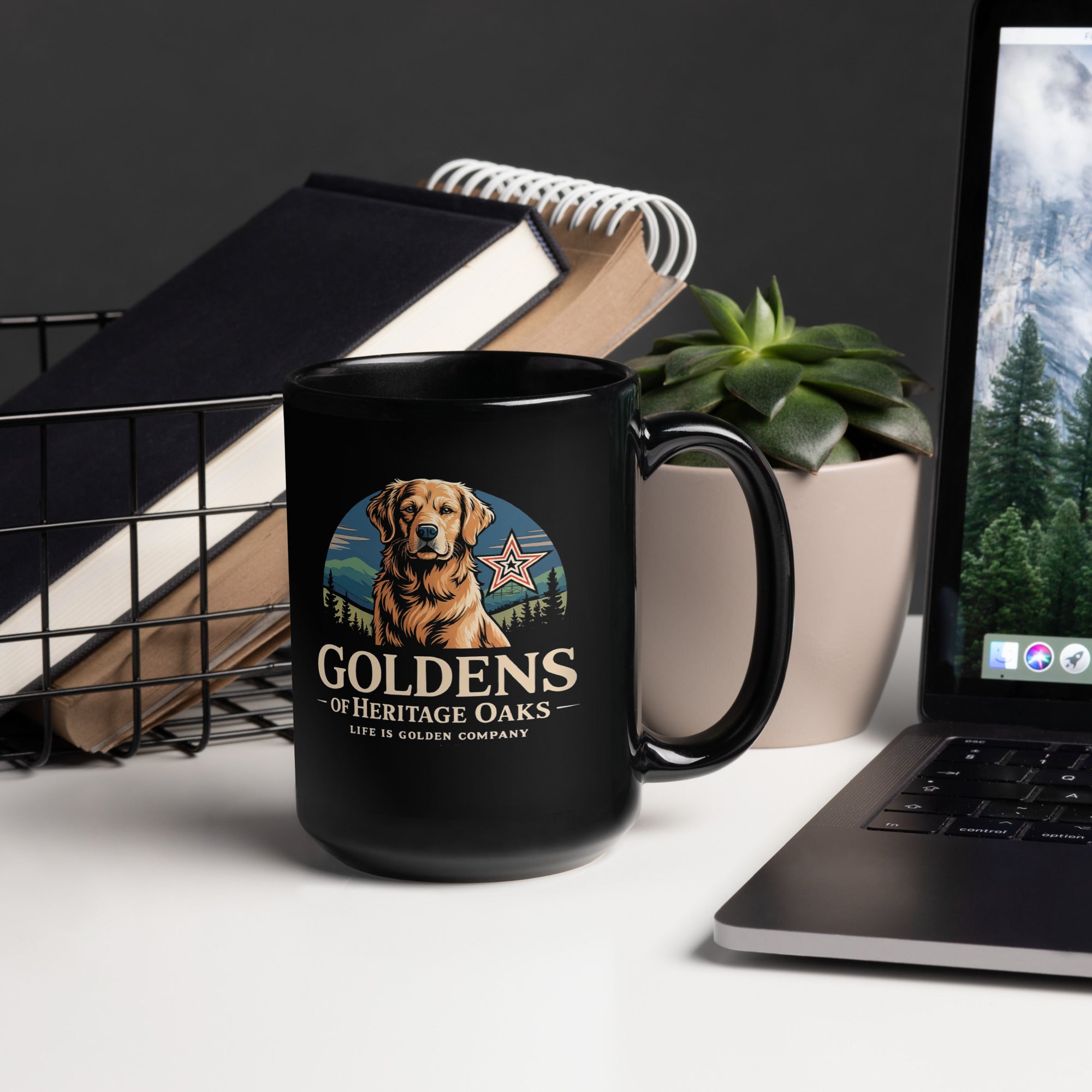 Heritage Oaks Black Glossy Mug