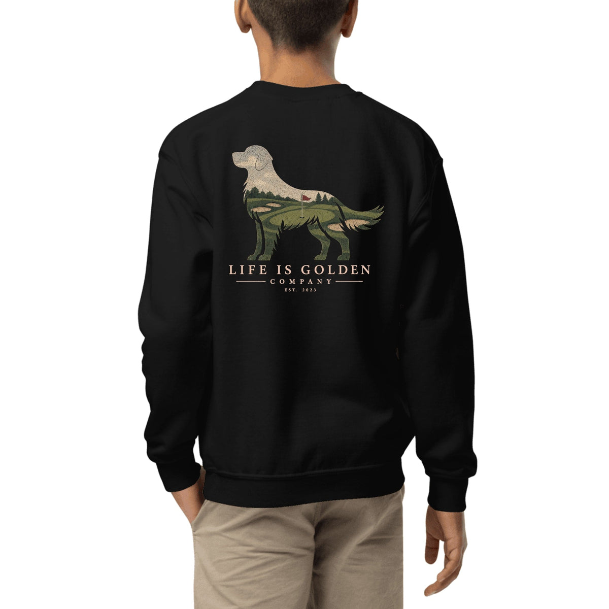 The Fairway Golden Youth Crewneck — Black