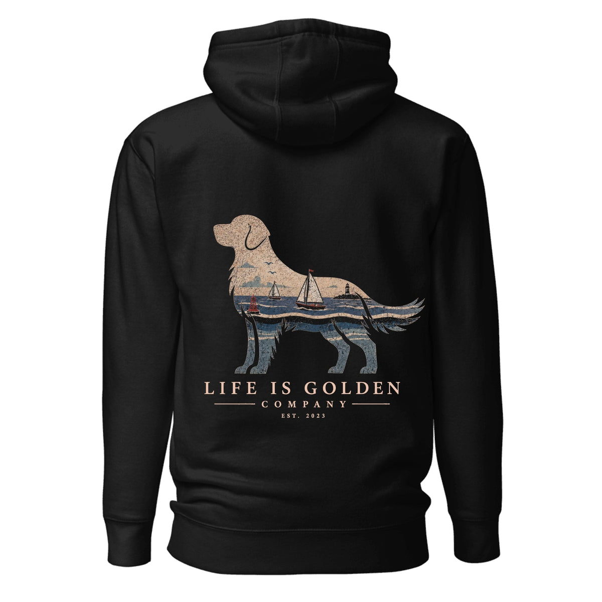 The Harborside Golden Hoodie — Black
