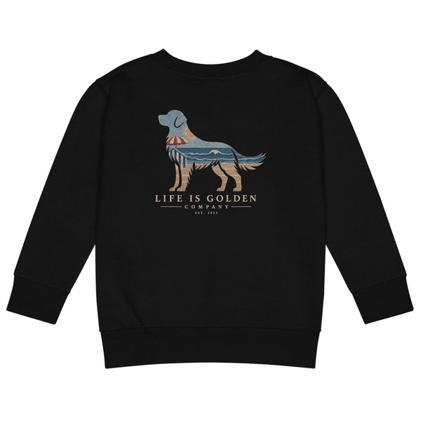 The Beach Day Golden Kids Crewneck