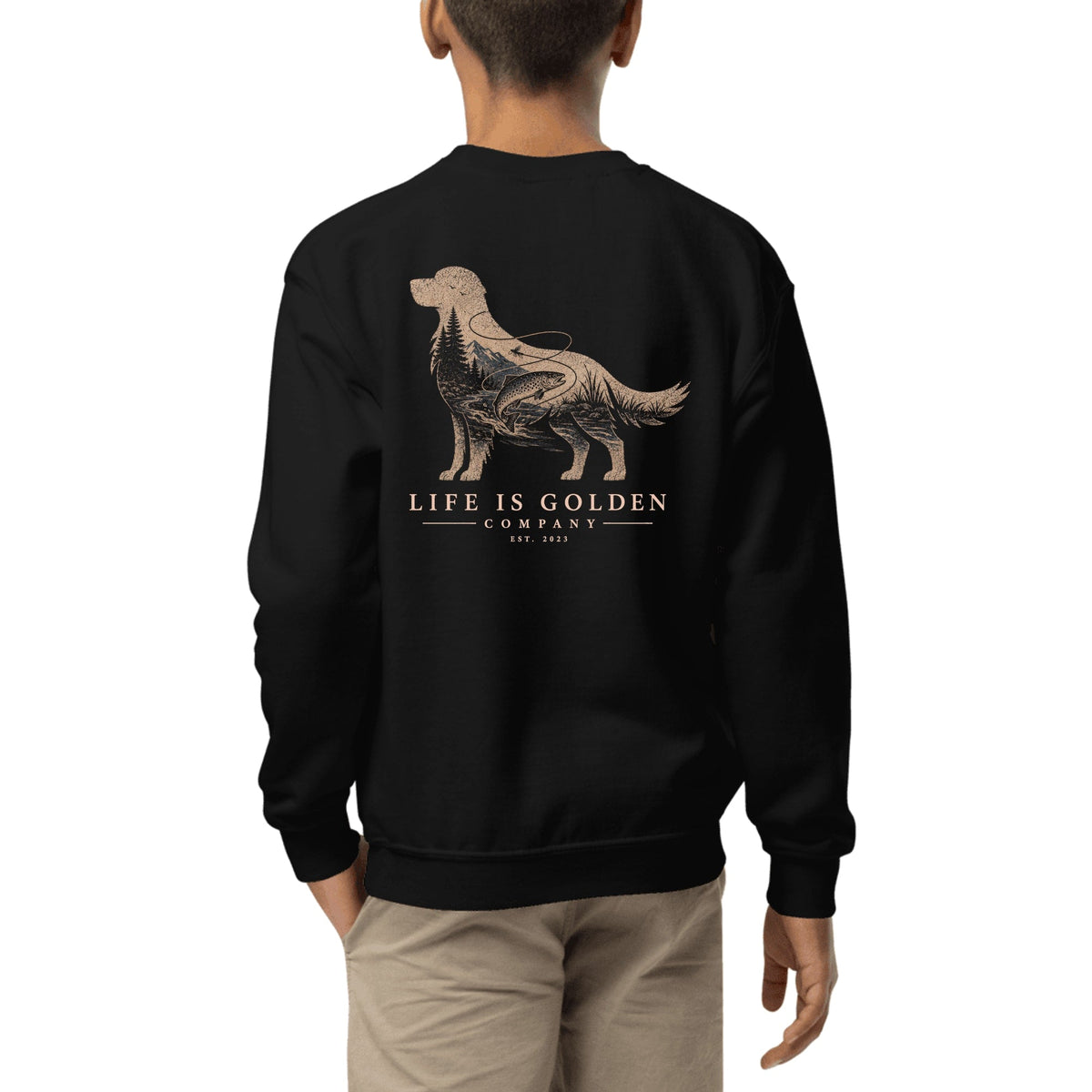 The Riverbend Golden Youth Crewneck — Black