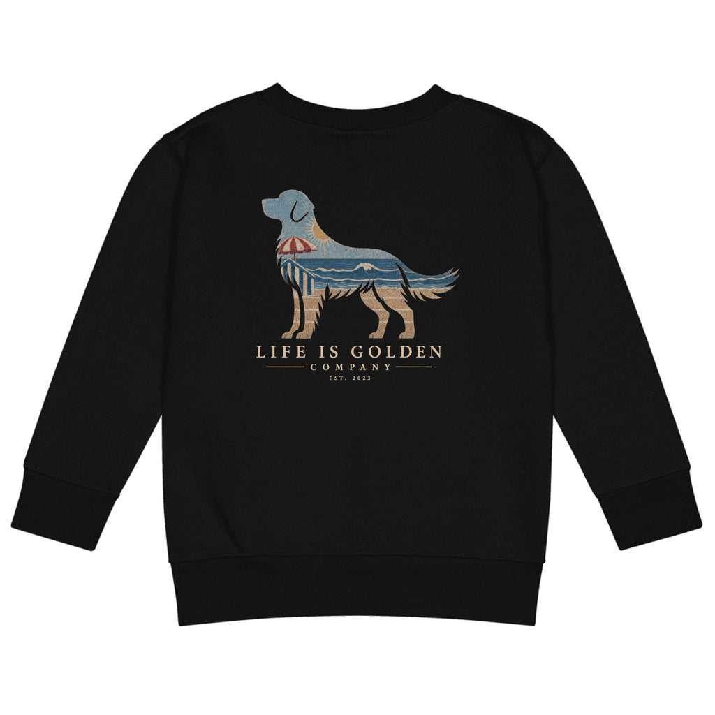 The Beach Day Golden Little Kids Crew — Black