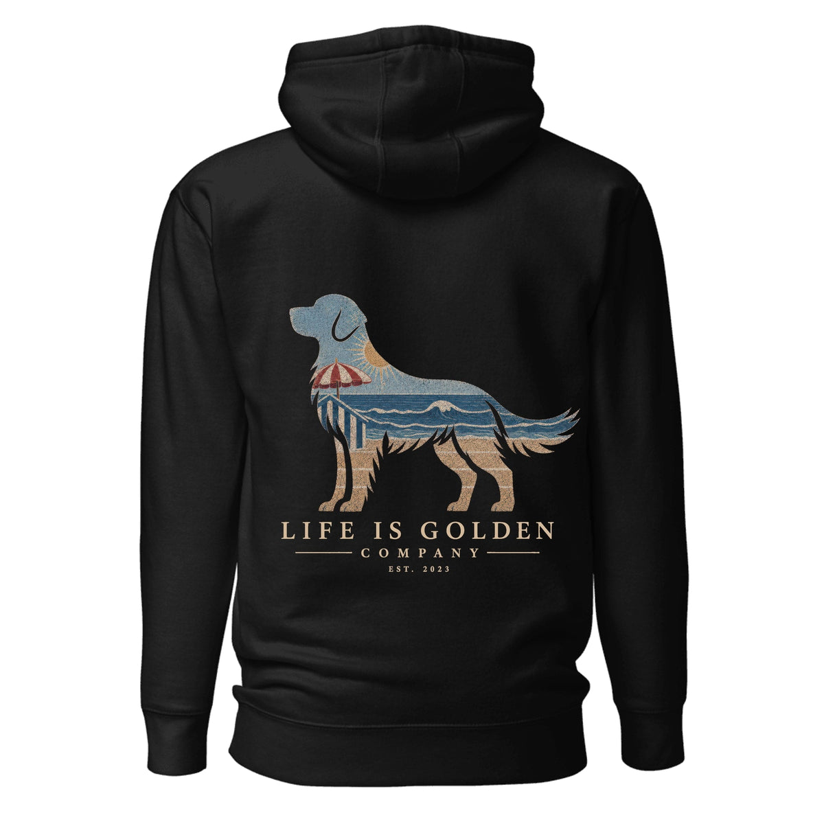 The Beach Day Golden Hoodie — Black