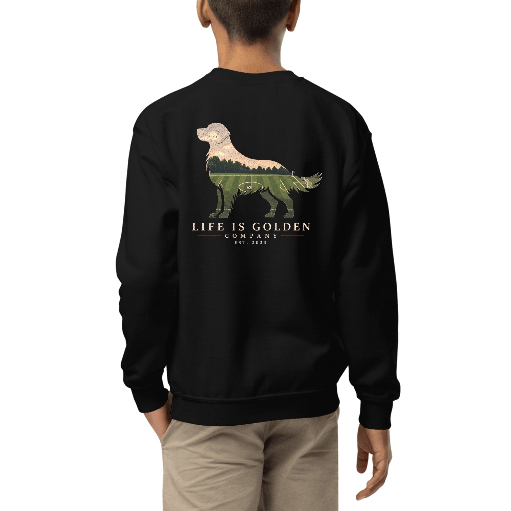 The Match Day Golden Youth Crewneck — Black