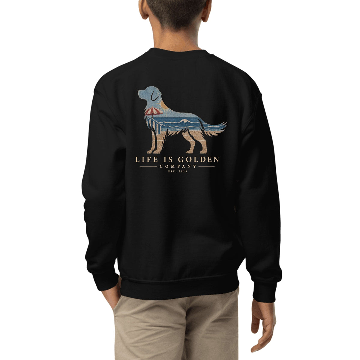 The Beach Day Golden Youth Crewneck — Black