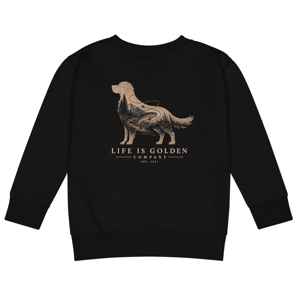 The Riverbend Golden Little Kids Crew — Black