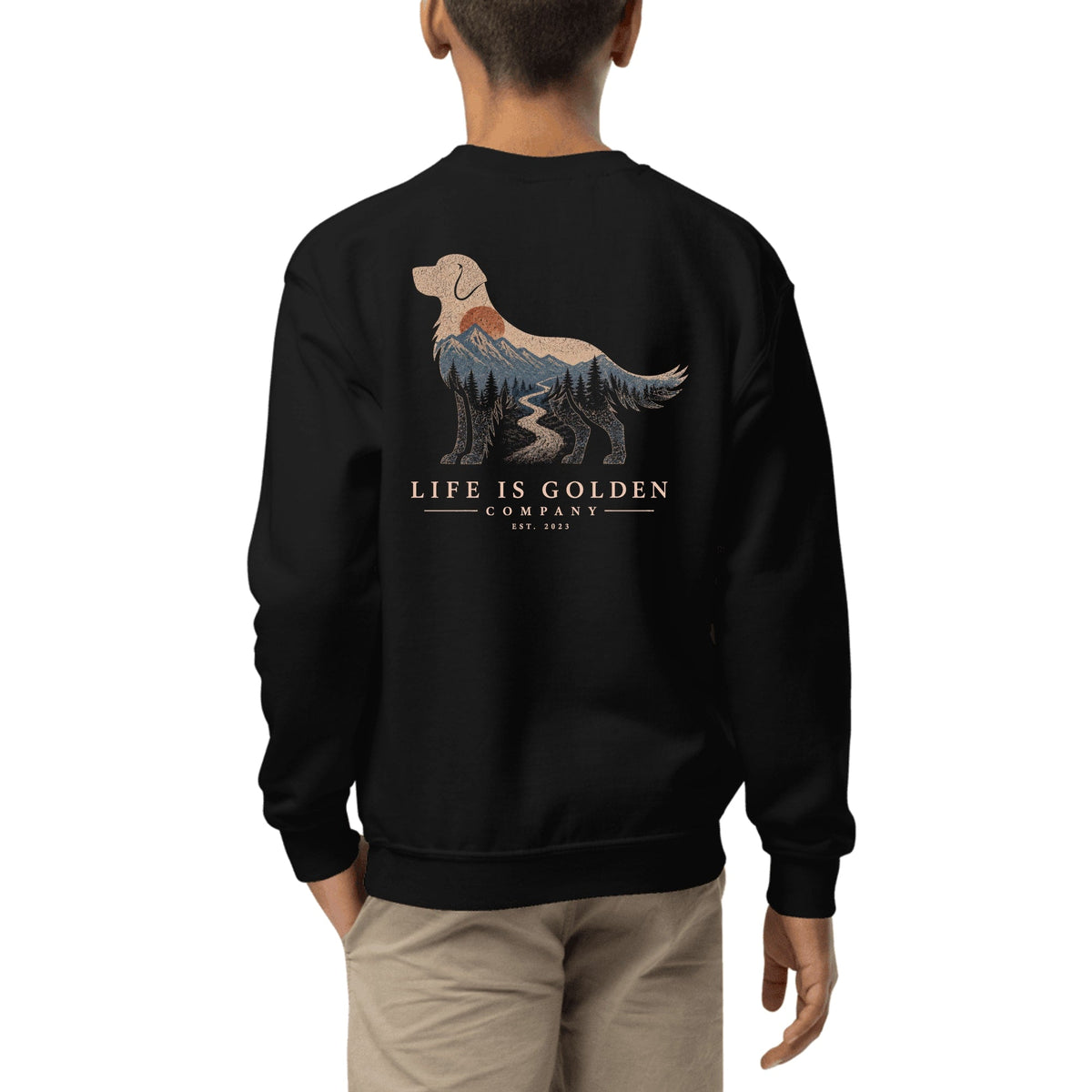 The High Country Golden Youth Crewneck — Black
