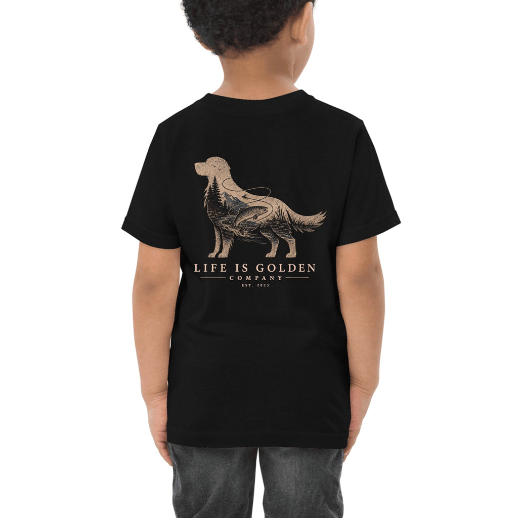 The Riverbend Golden Toddler Tee — Black
