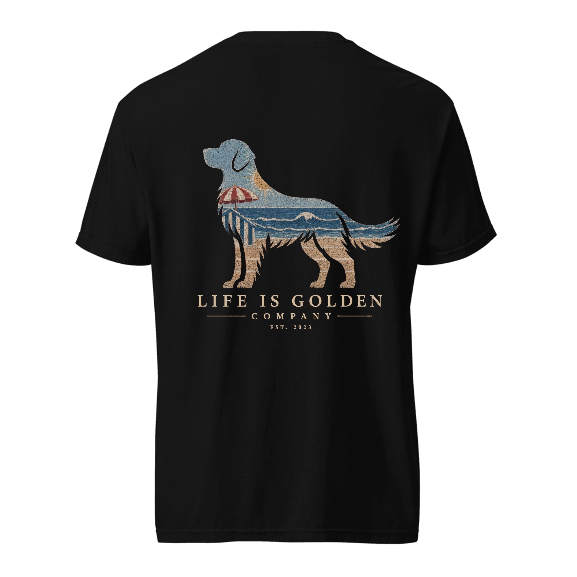 The Beach Day Golden Tee — Heavyweight Tee — Black