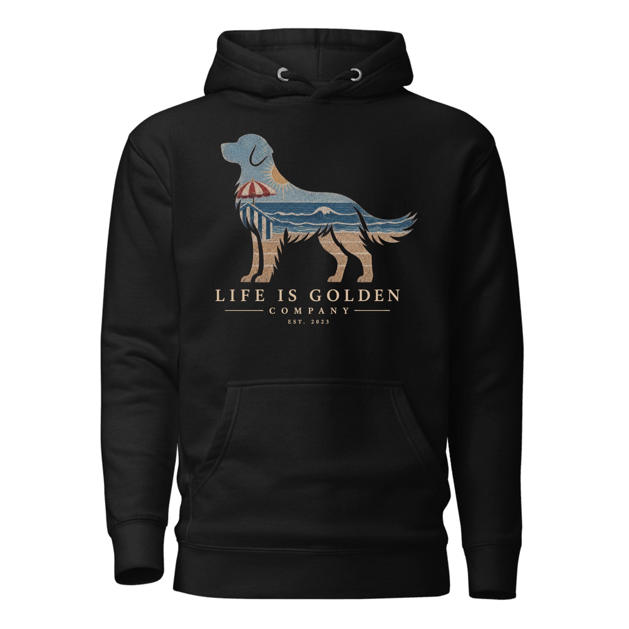 The Beach Day Golden Hoodie — Black