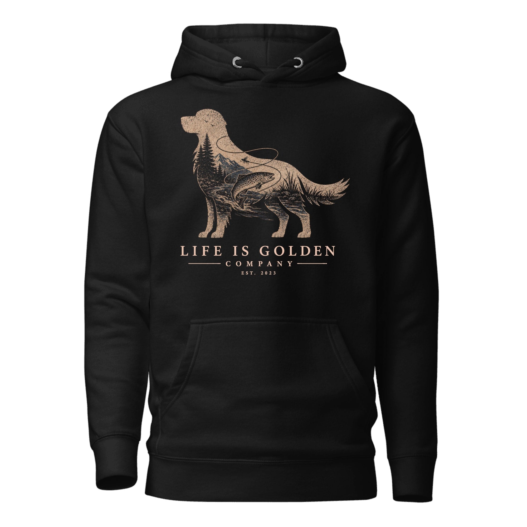 The Riverbend Golden Hoodie — Black