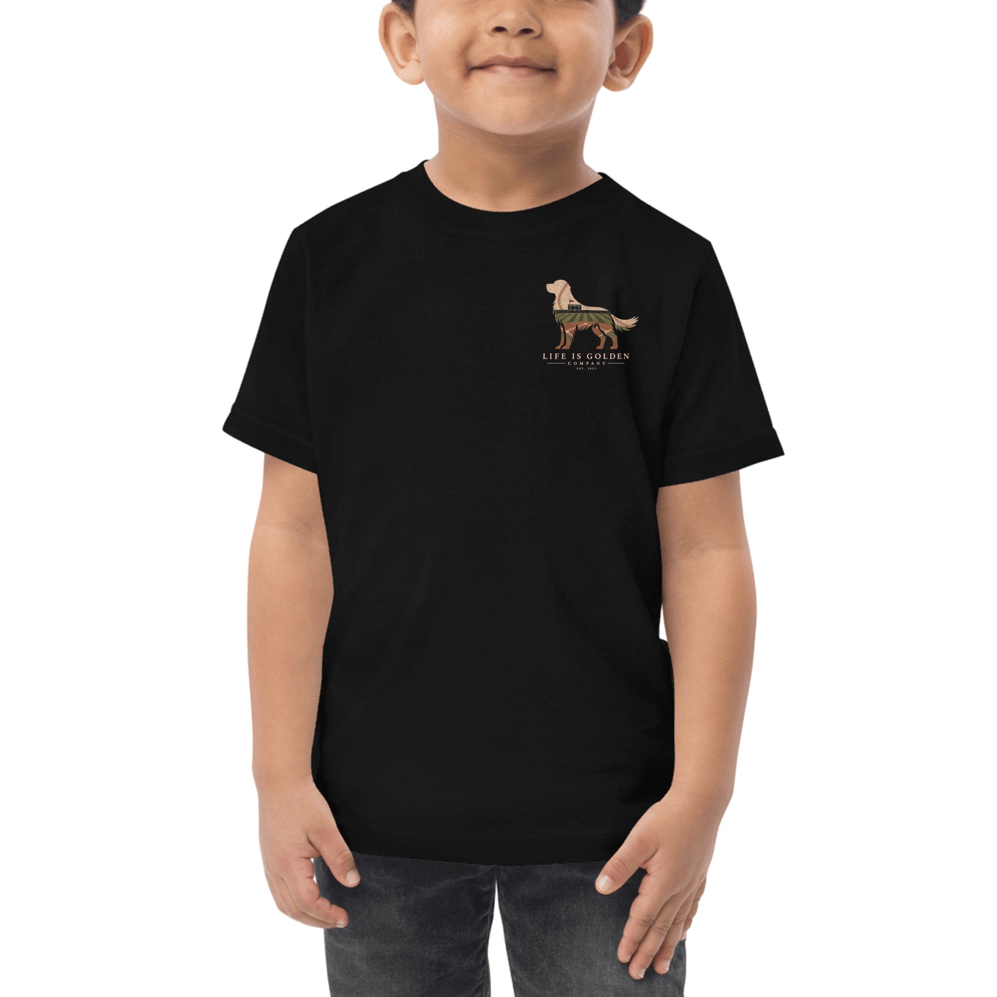 The Home Team Golden Toddler Tee — Black (front)