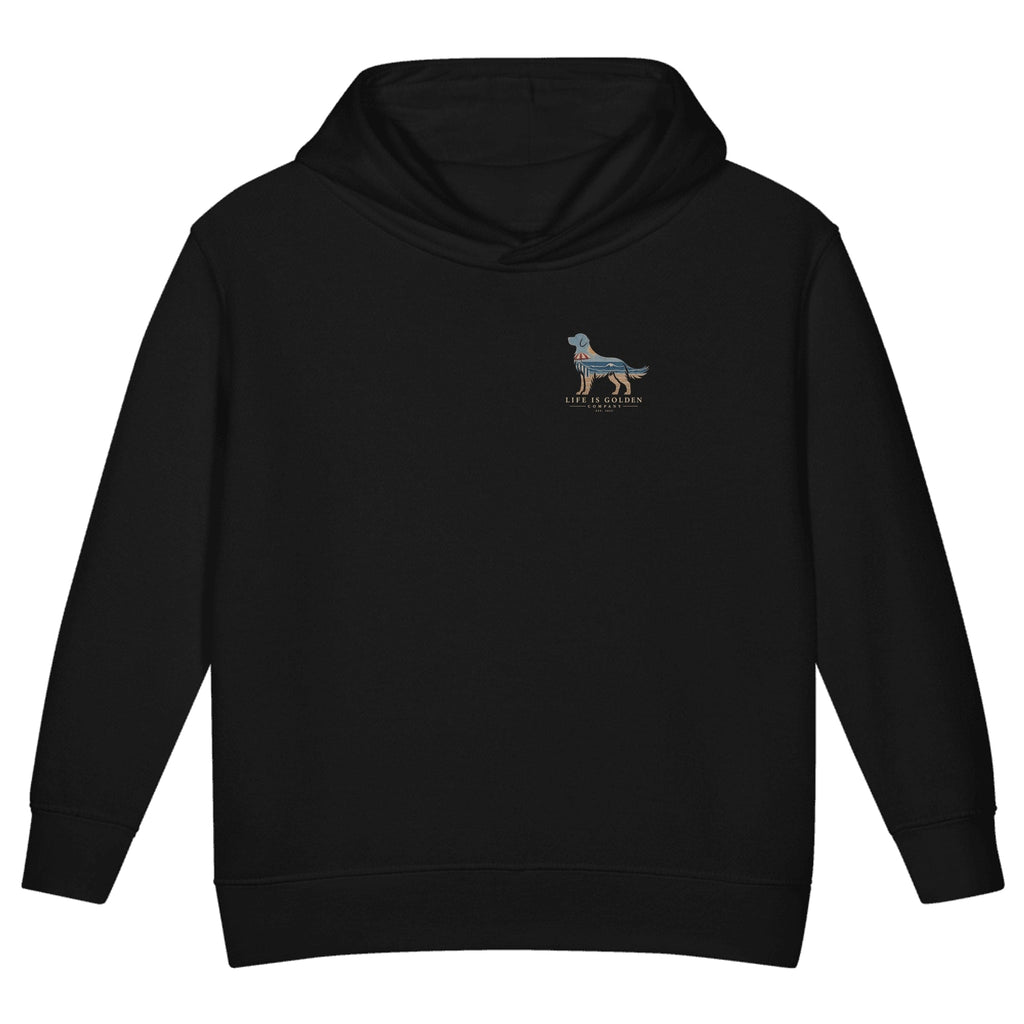The Beach Day Golden II Toddler Hoodie — Black (front)