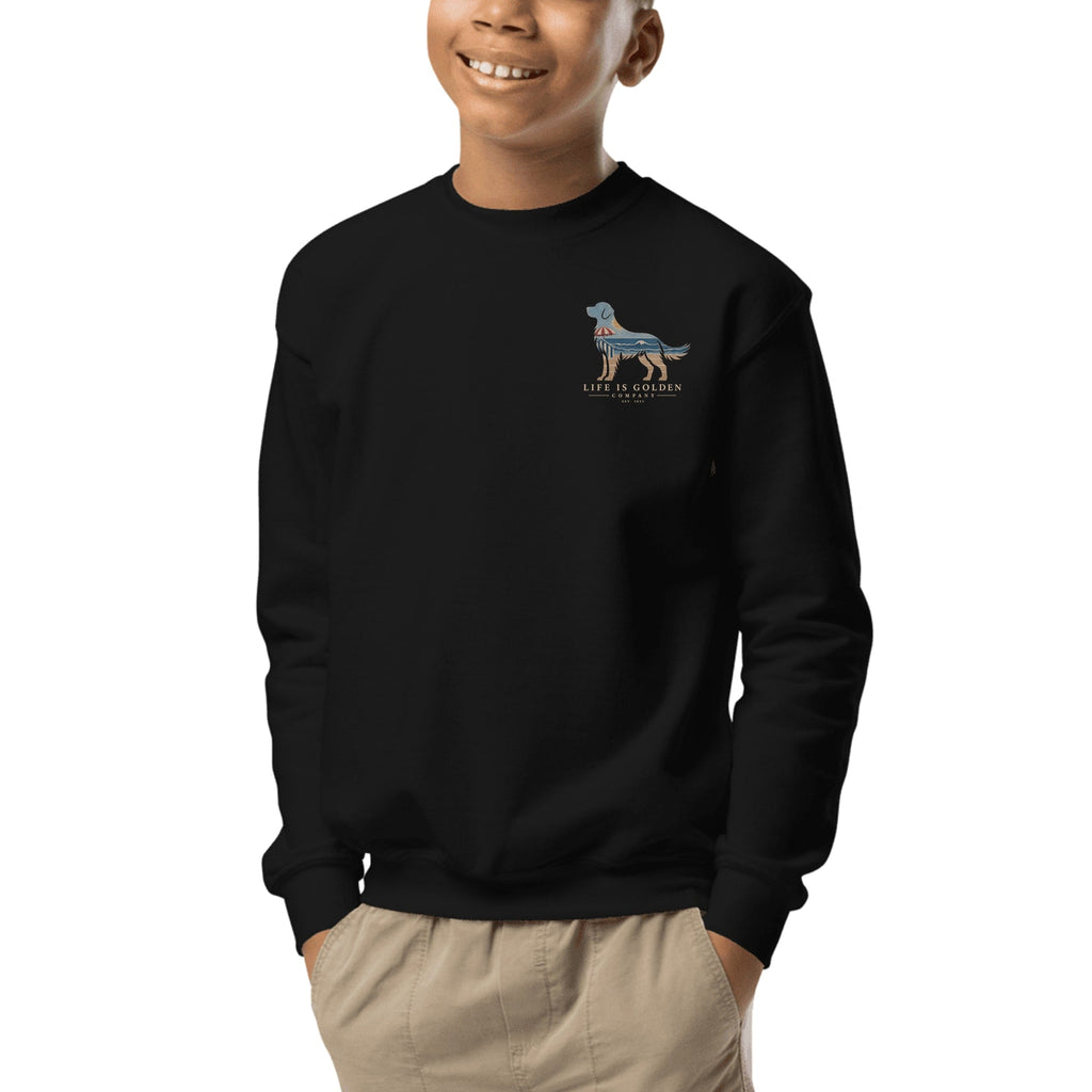 The Beach Day Golden Youth Crewneck — Black (front)