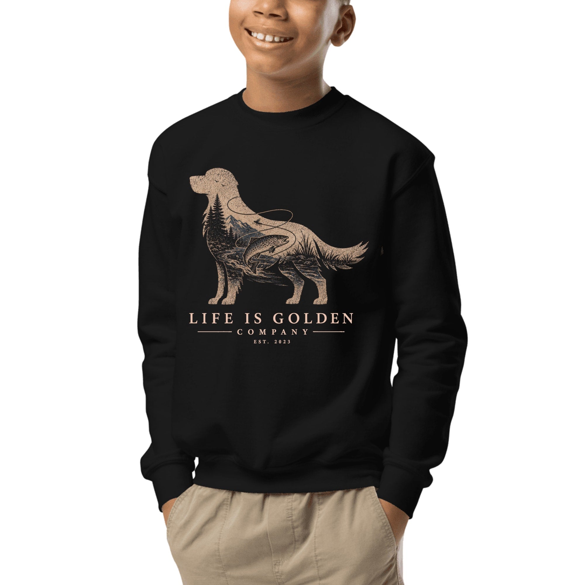 The Riverbend Golden Youth Crewneck — Black