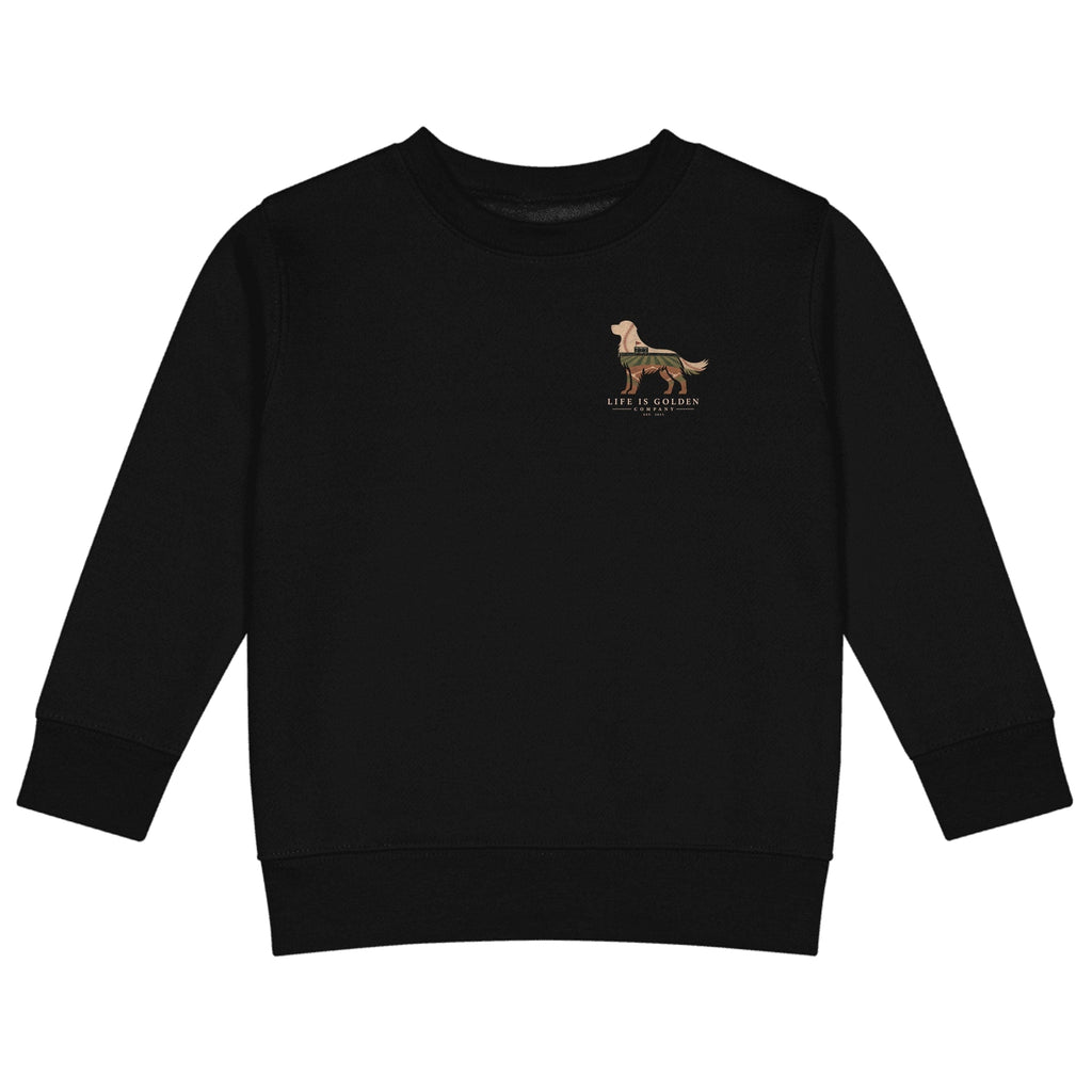 The Home Team Golden Little Kids Crew — Black (front)