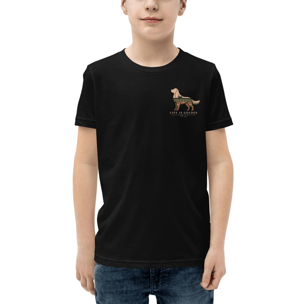 The Home Team Golden Youth Tee — Black (front)