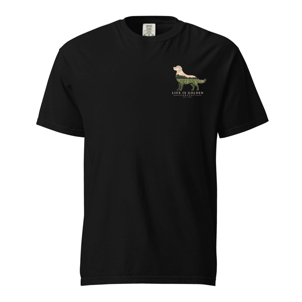 The Match Day Golden Tee — Heavyweight Tee — Black (front)
