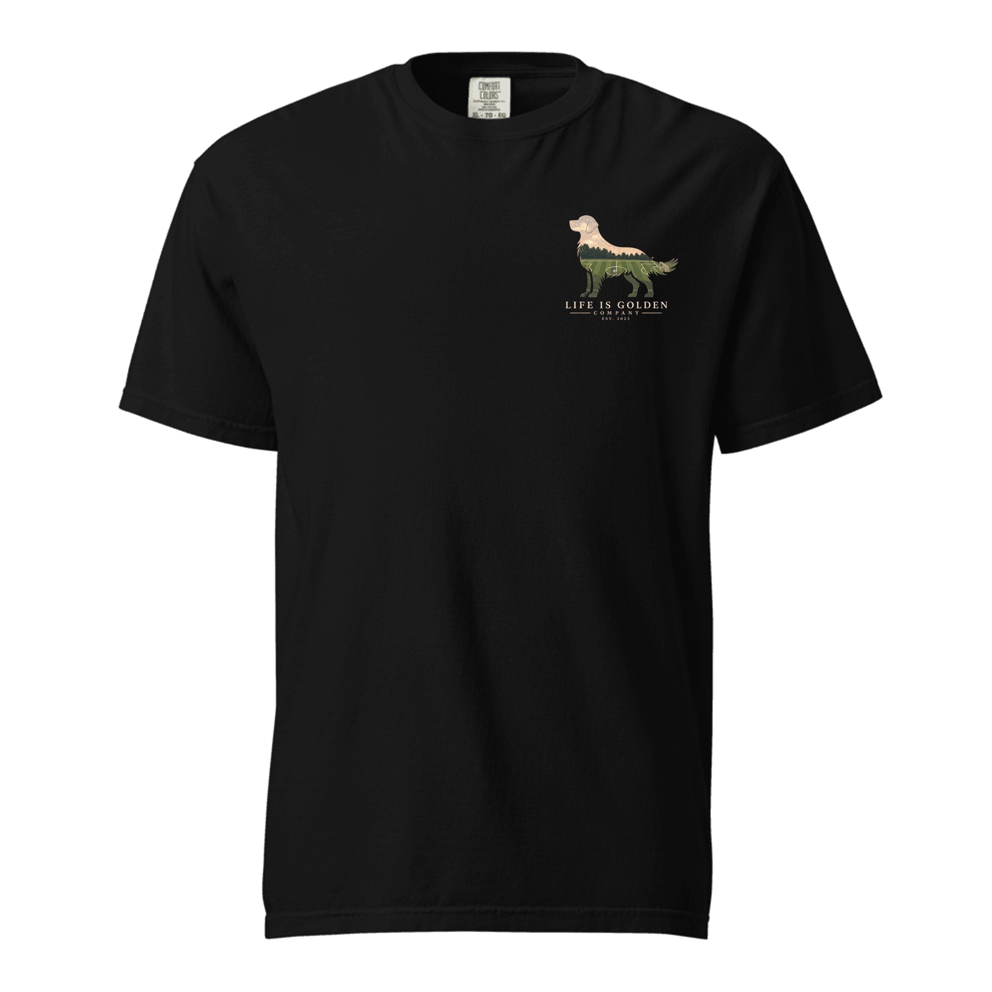 The Match Day Golden Tee — Heavyweight Tee — Black (front)