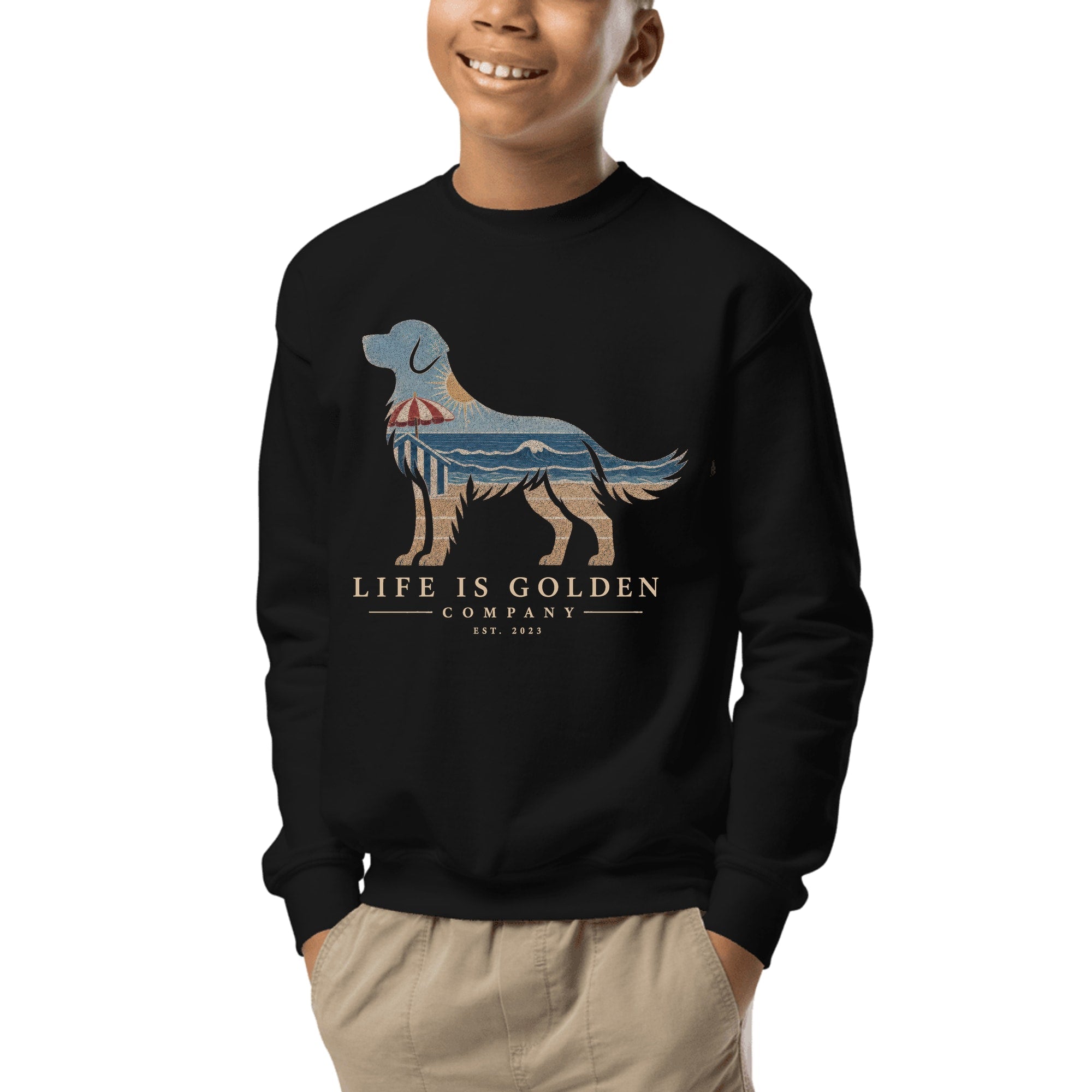 The Beach Day Golden Youth Crewneck — Black