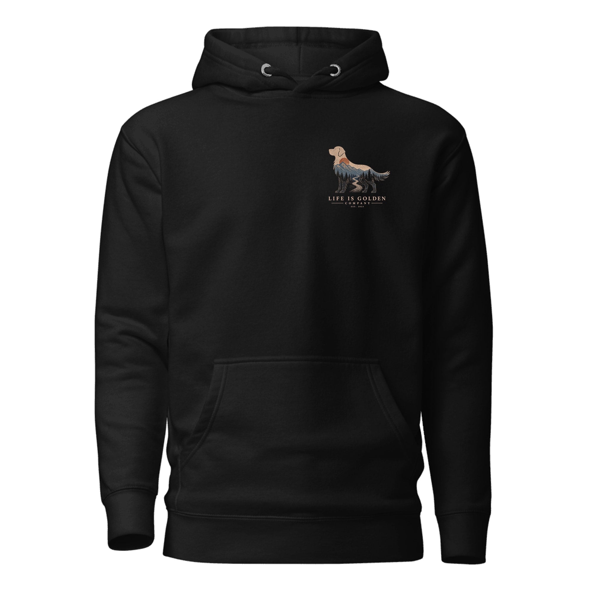 The High Country Golden Hoodie — Black (front)