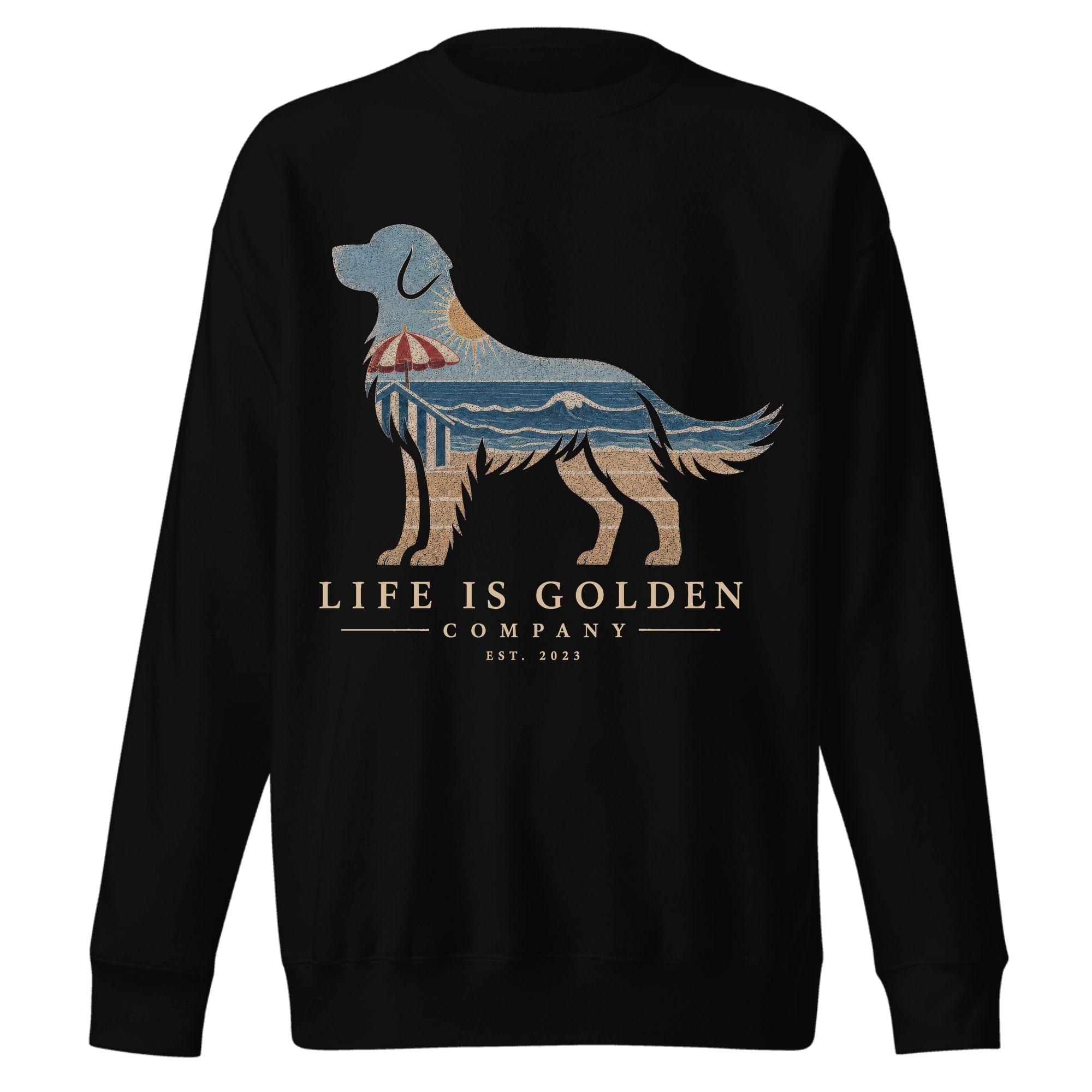 The Beach Day Golden Crewneck — Black