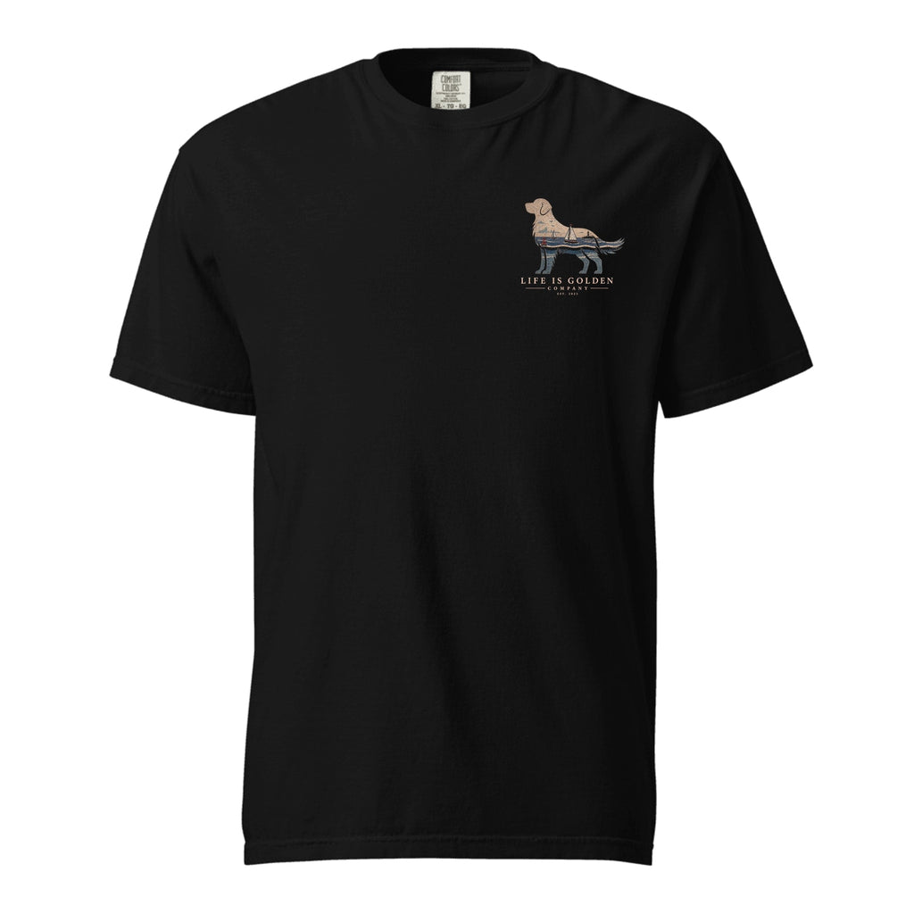 The Harborside Golden Tee — Heavyweight Tee — Black (front)