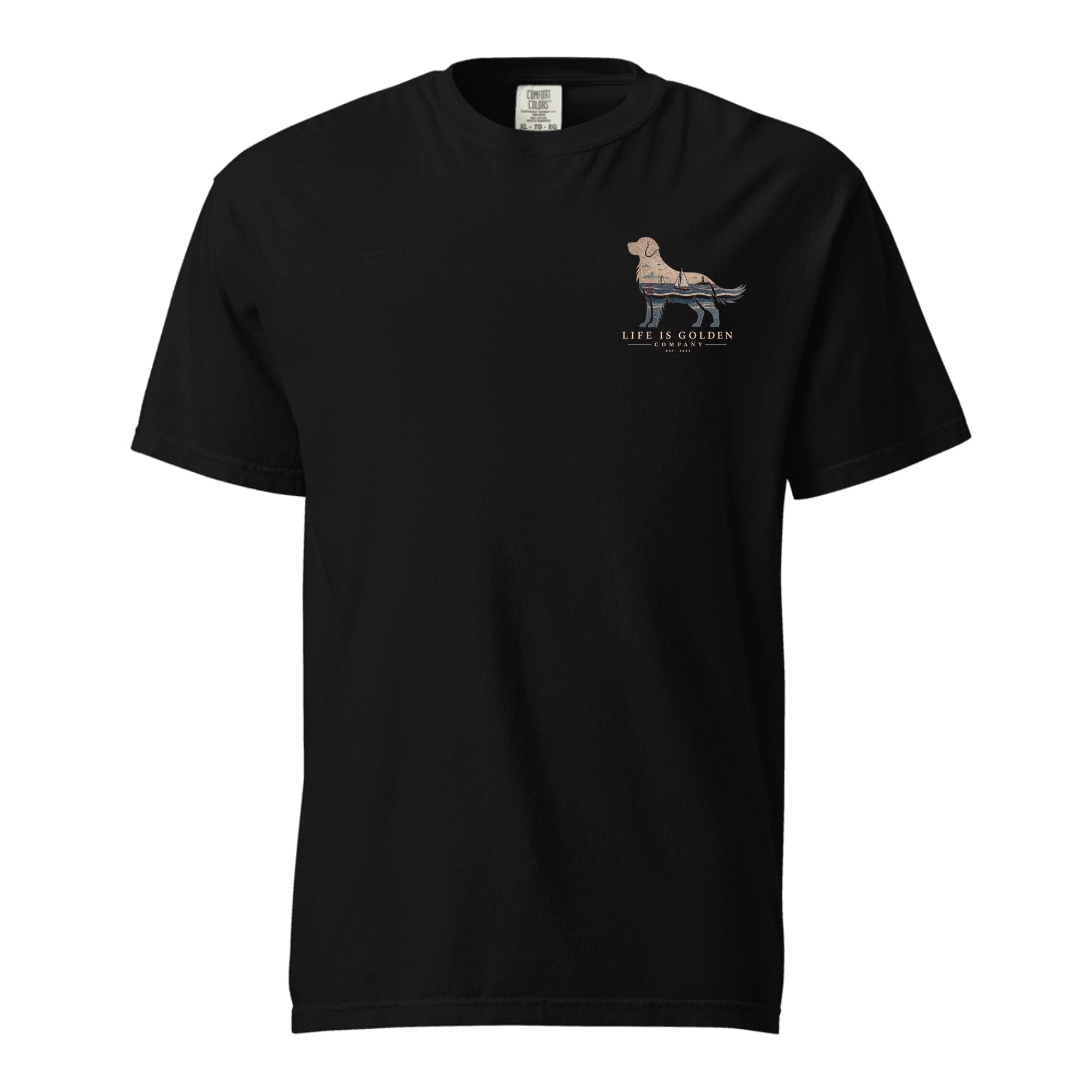 The Harborside Golden Tee — Heavyweight Tee — Black (front)