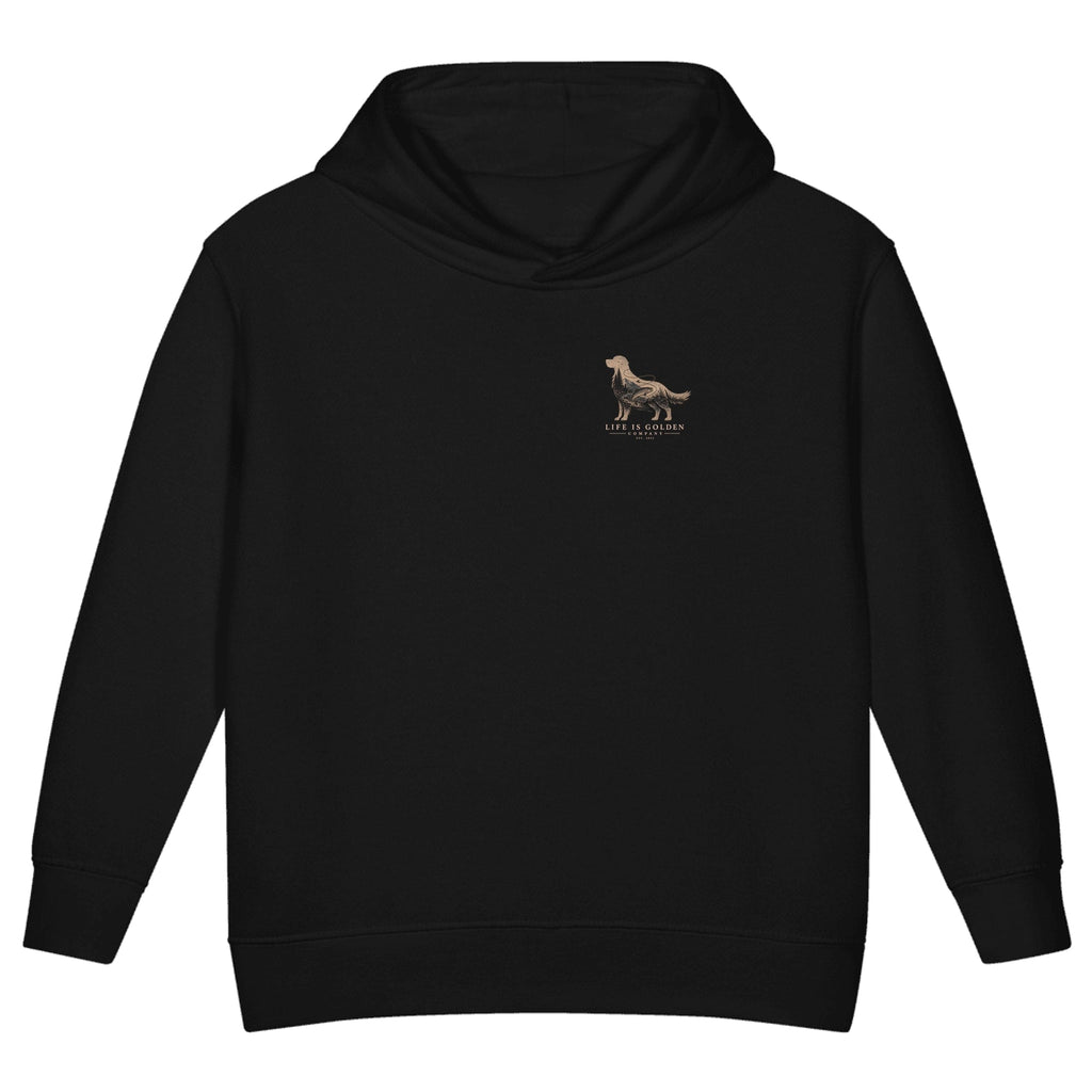 The Riverbend Golden II Toddler Hoodie — Black (front)