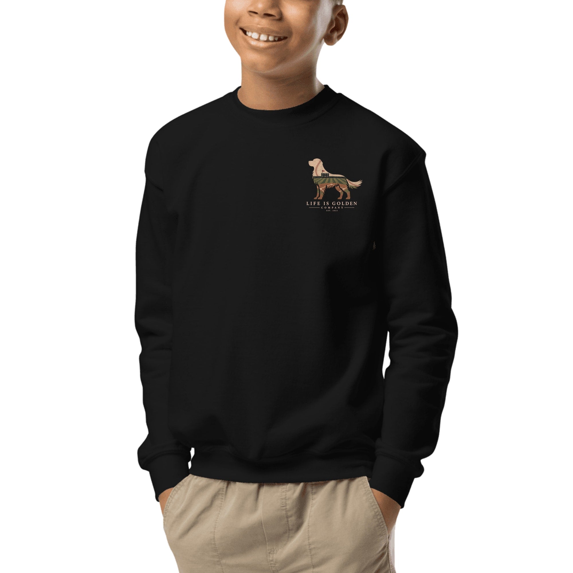 The Home Team Golden Youth Crewneck — Black (front)