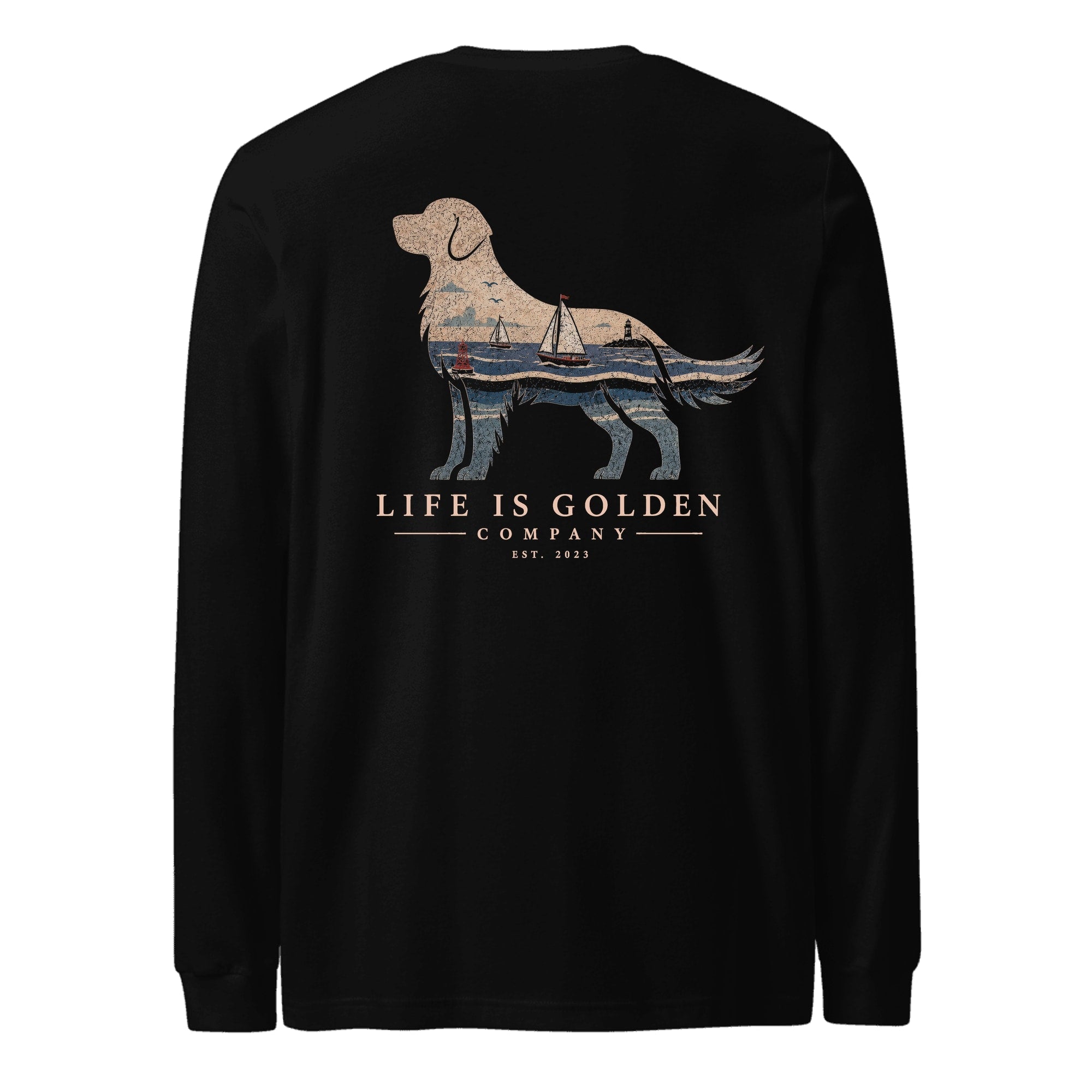 The Harborside Golden Long Sleeve — Black Heather