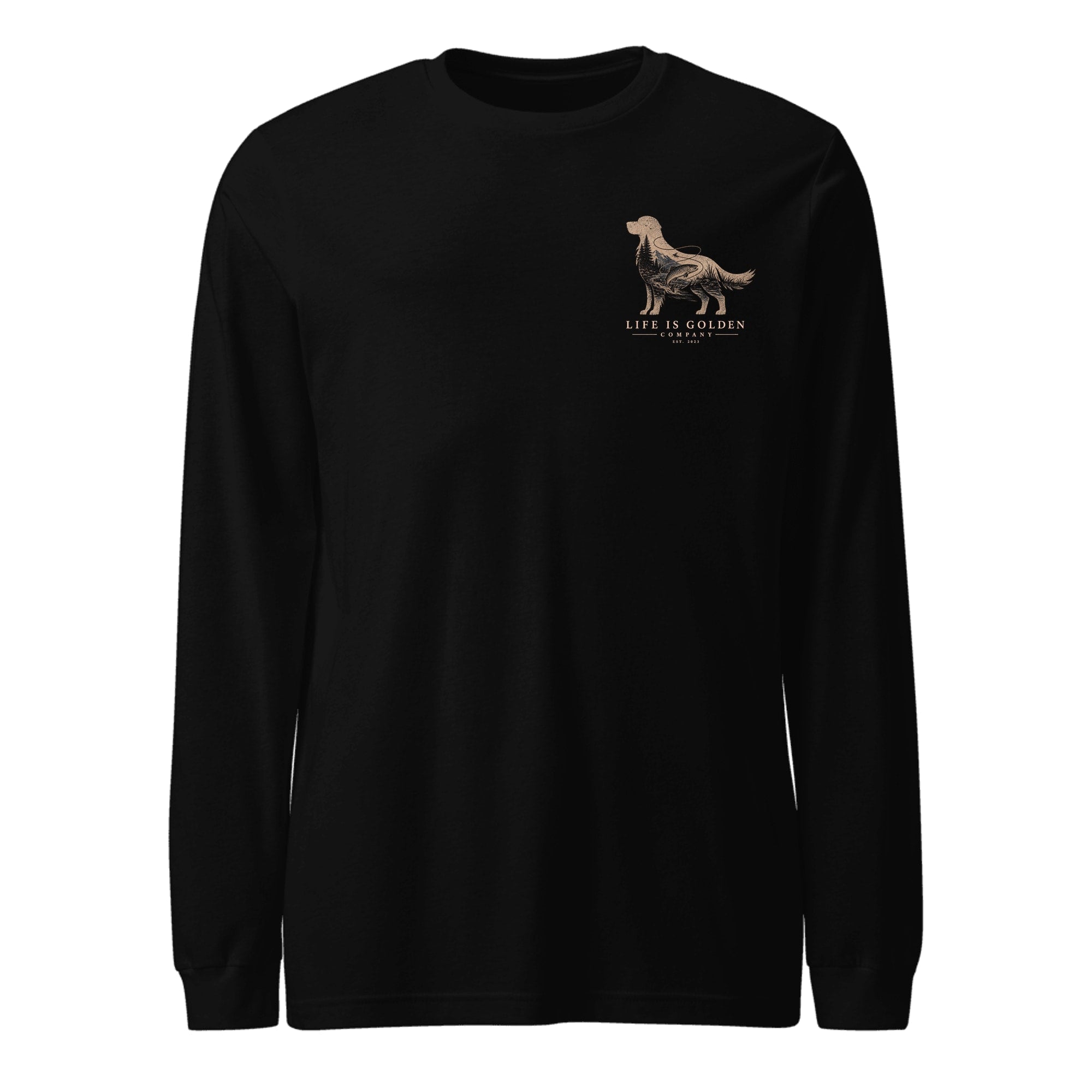 The Riverbend Golden Long Sleeve — Black Heather (front)
