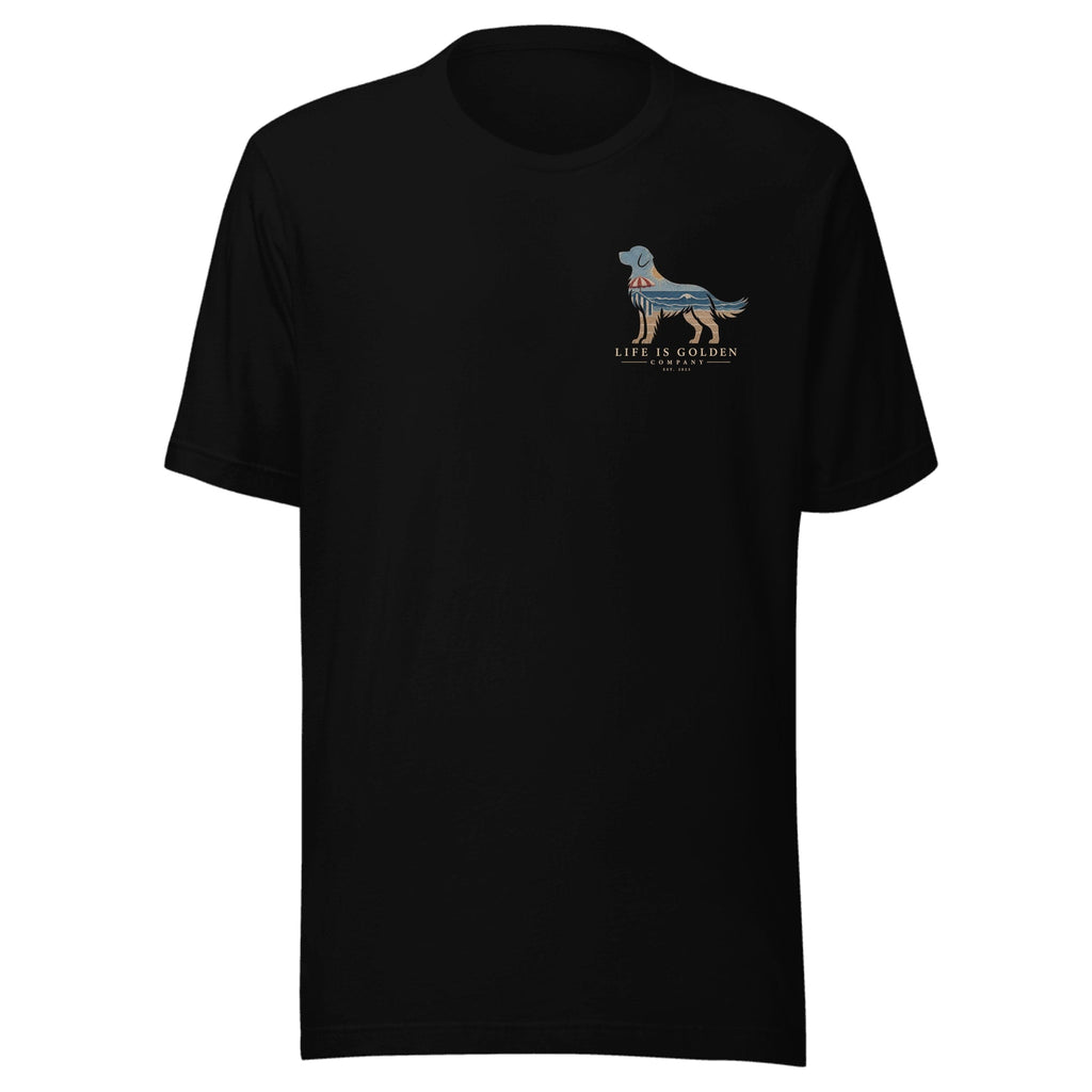 The Beach Day Golden Tee — Black Heather (front)