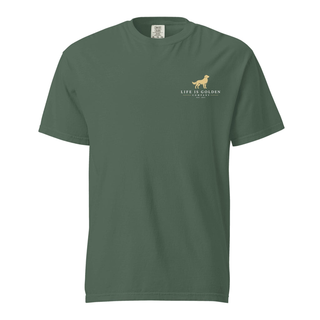 Coastal Christmas Ride Heavyweight Tee — Blue Spruce (front)