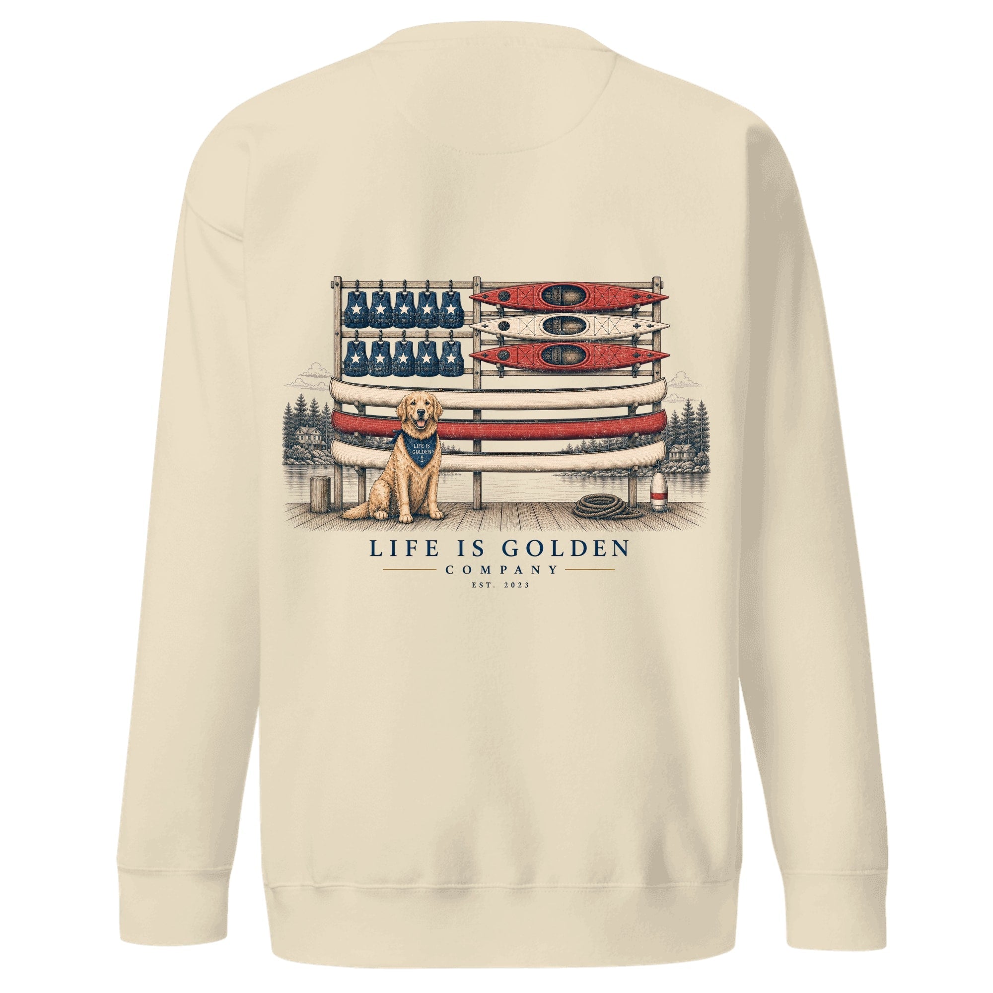 The Boathouse Flag Crewneck — Bone