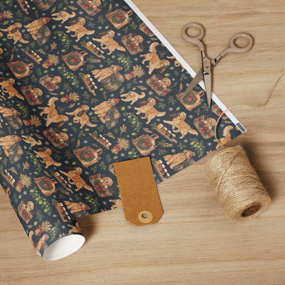Brewmaster's Christmas Wrapping Paper — the roll with scissors and twine