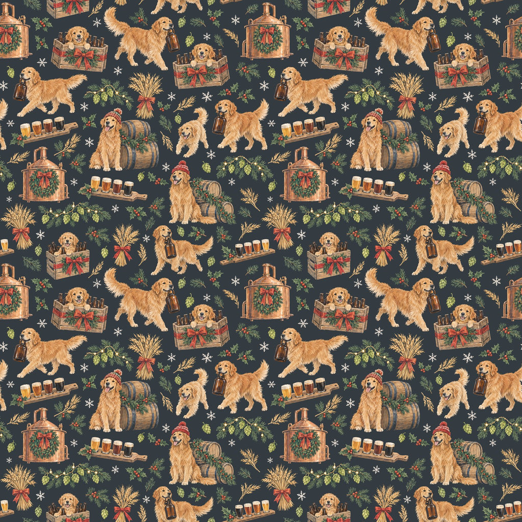 Brewmaster's Christmas Wrapping Paper — the print, a 24 in square