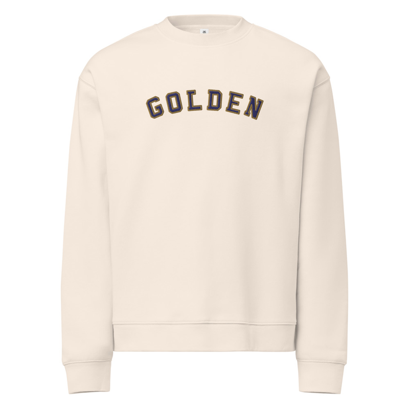GOLDEN Varsity Relaxed Crew with navy and Old Gold embroidery