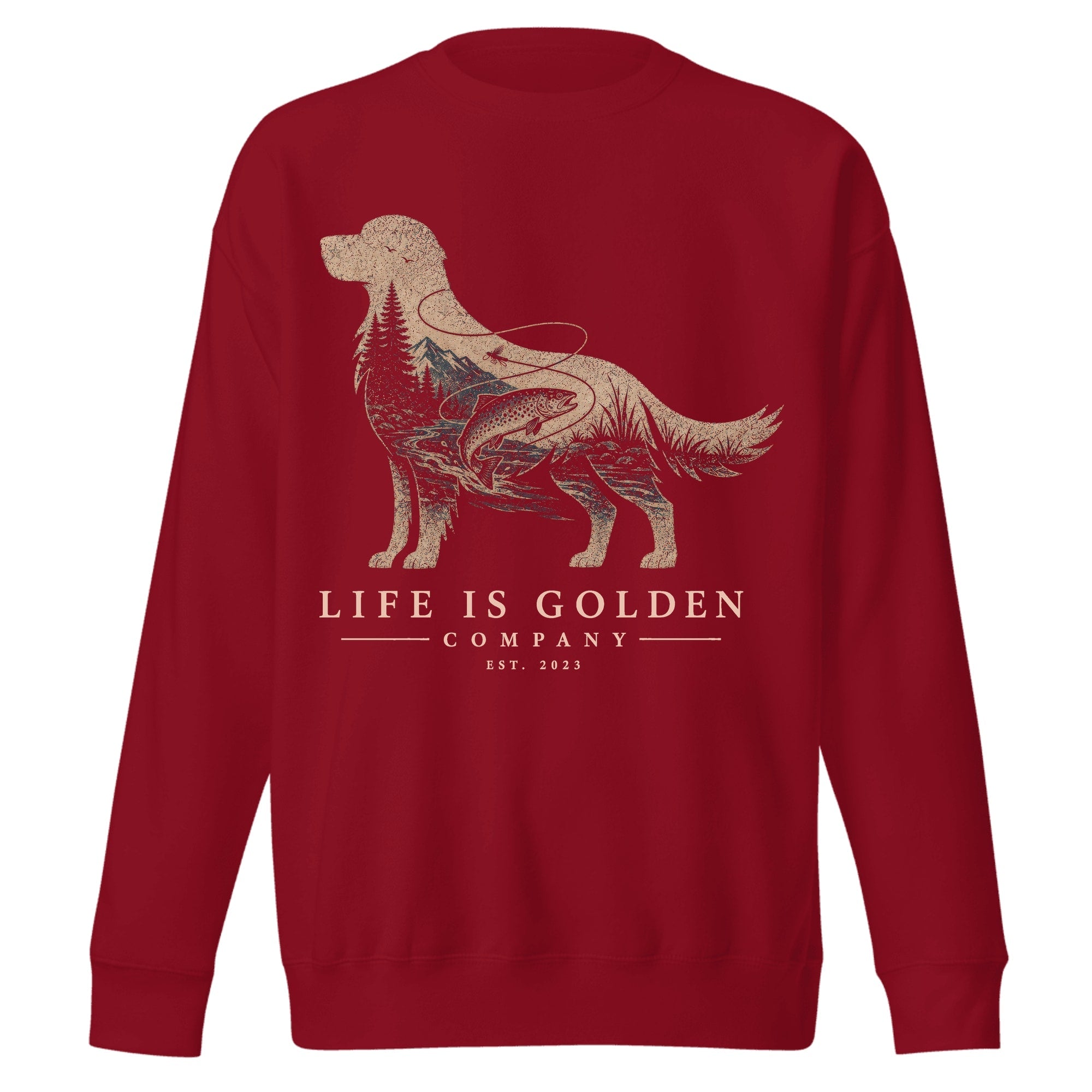 The Riverbend Golden Crewneck — Cardinal