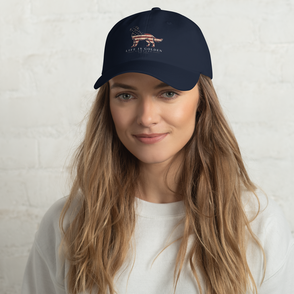 Stars & Stripes Golden Retriever Hat