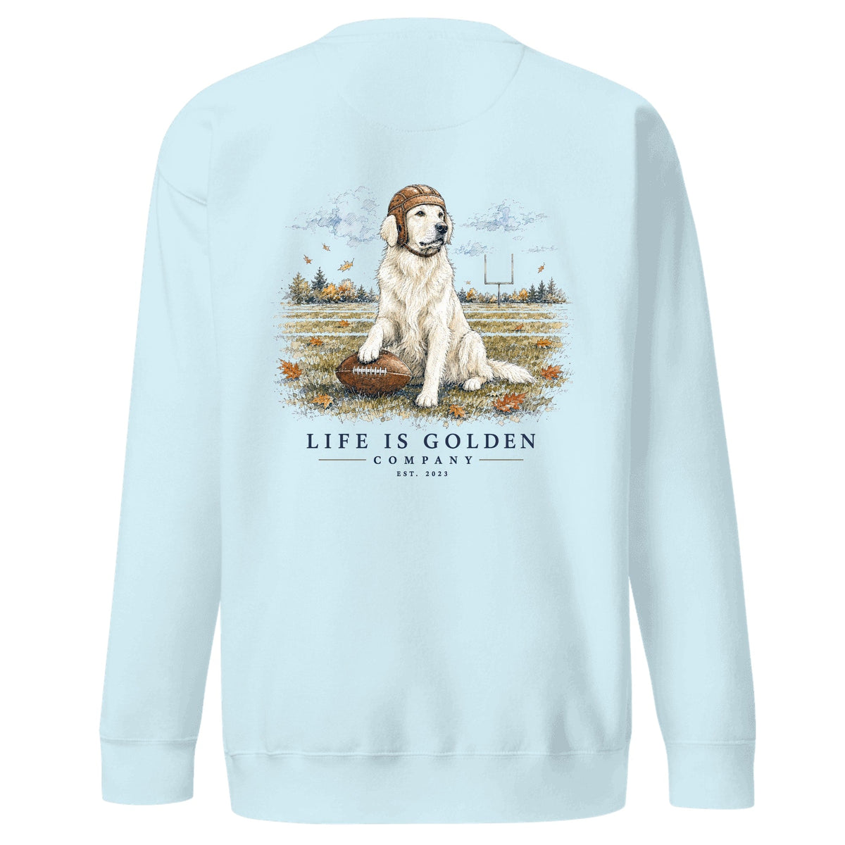 The Friday Night Lights Crewneck — English Cream — Sky Blue