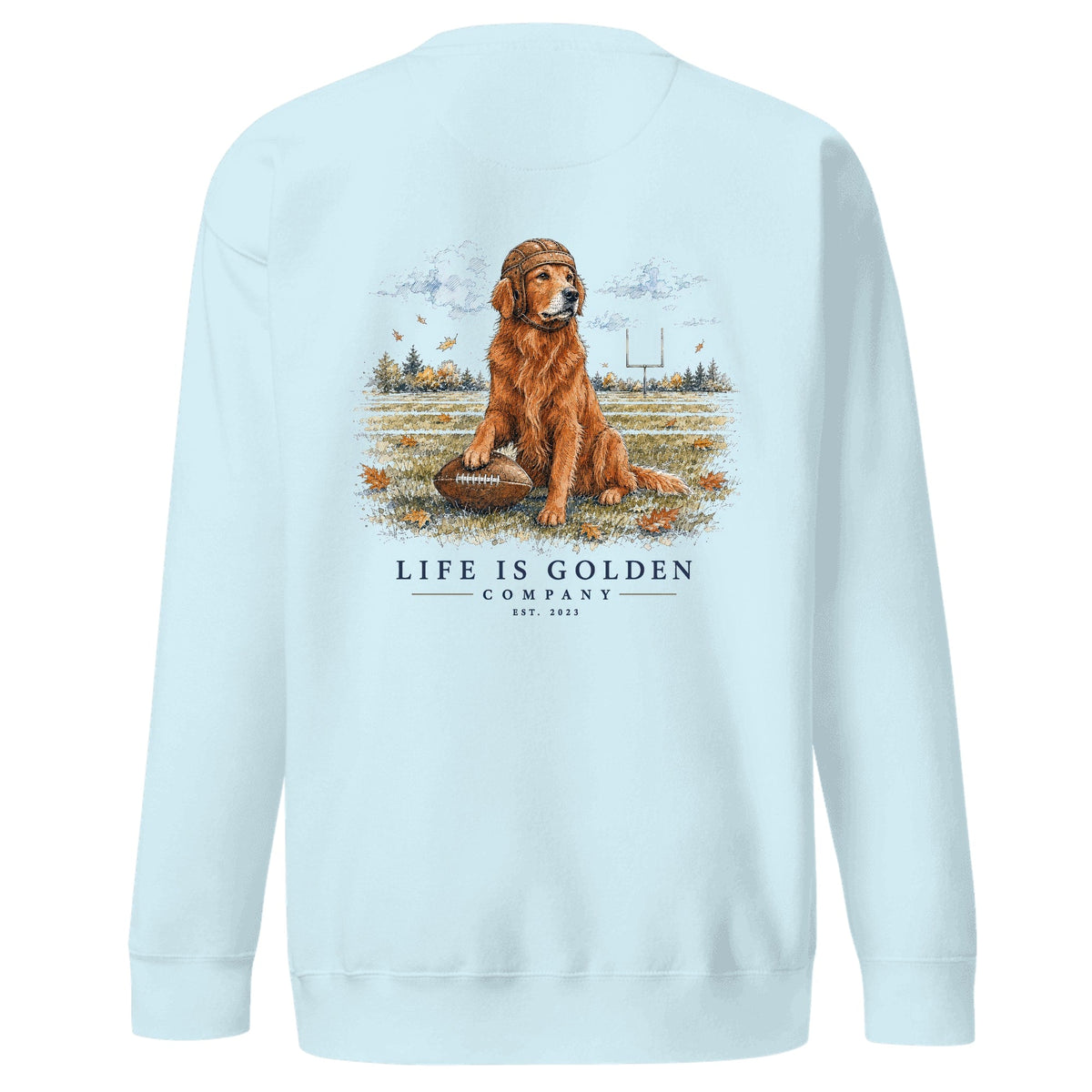 The Friday Night Lights Crewneck — Field Red — Sky Blue