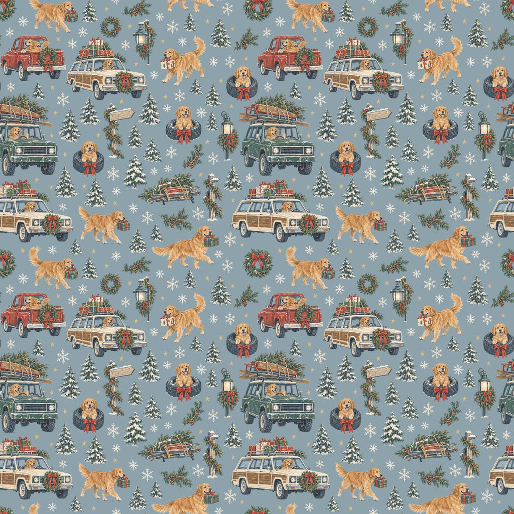 Christmas Convoy Wrapping Paper — the print, a 24 in square