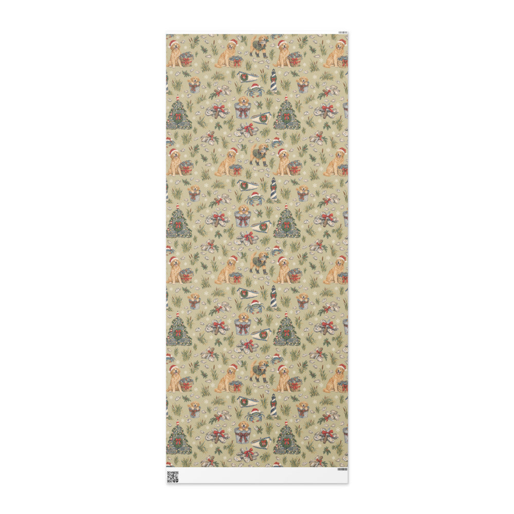 Crab Pot Christmas Wrapping Paper — the full 6 ft roll