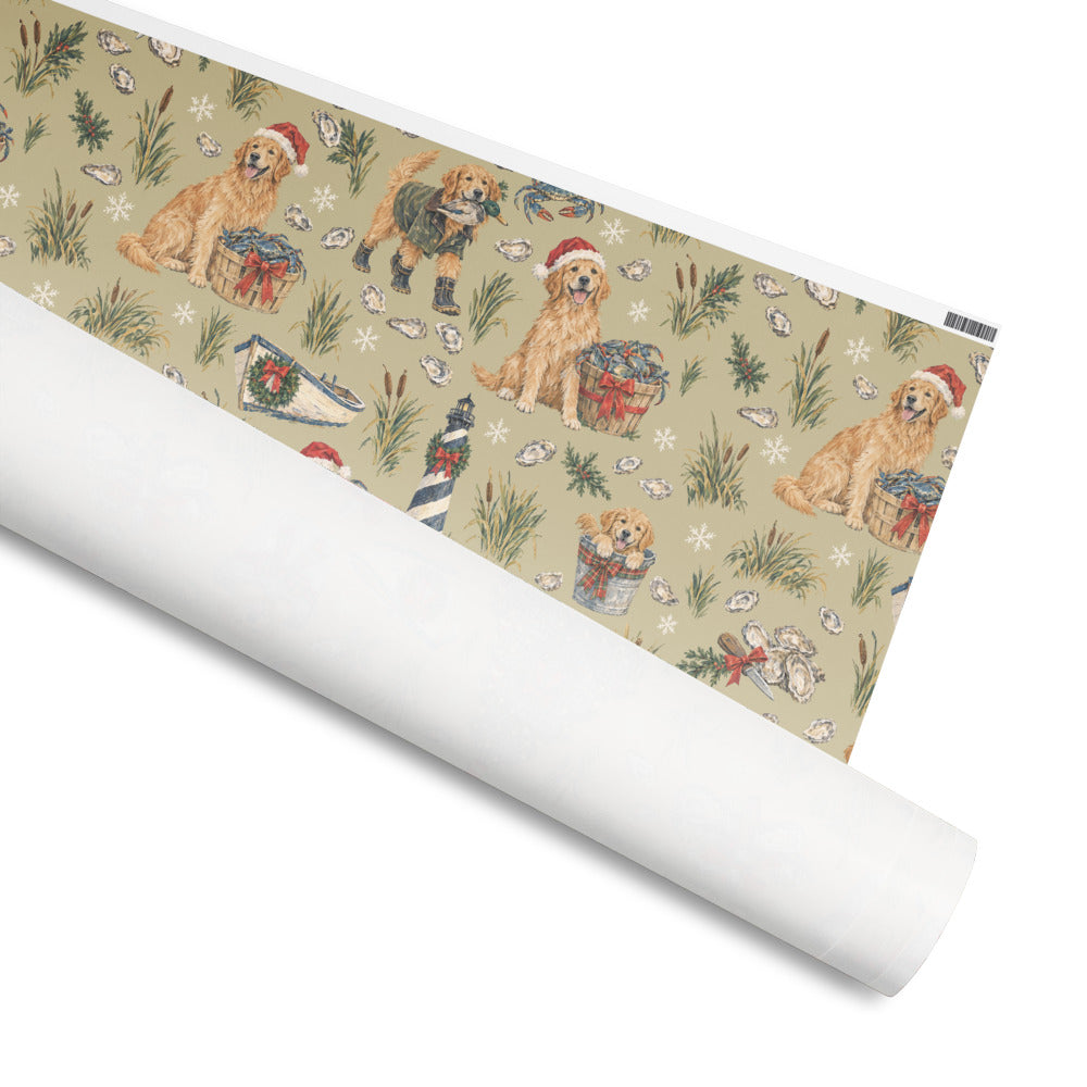 Crab Pot Christmas Wrapping Paper — rolled, printed side out