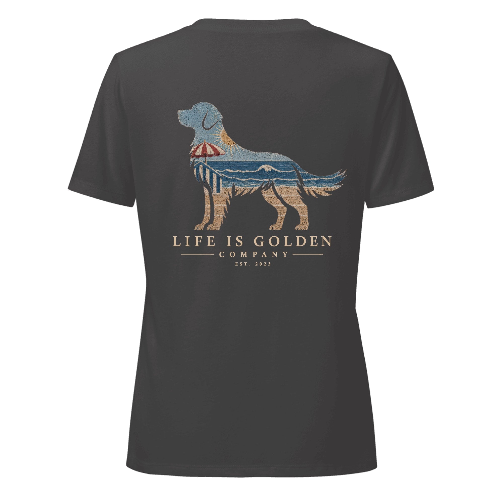The Beach Day Golden Women's V-Neck — Dark Grey Heather