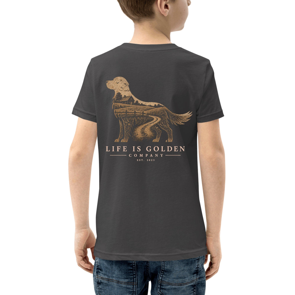 The Homestead Golden Youth Tee — Dark Grey Heather