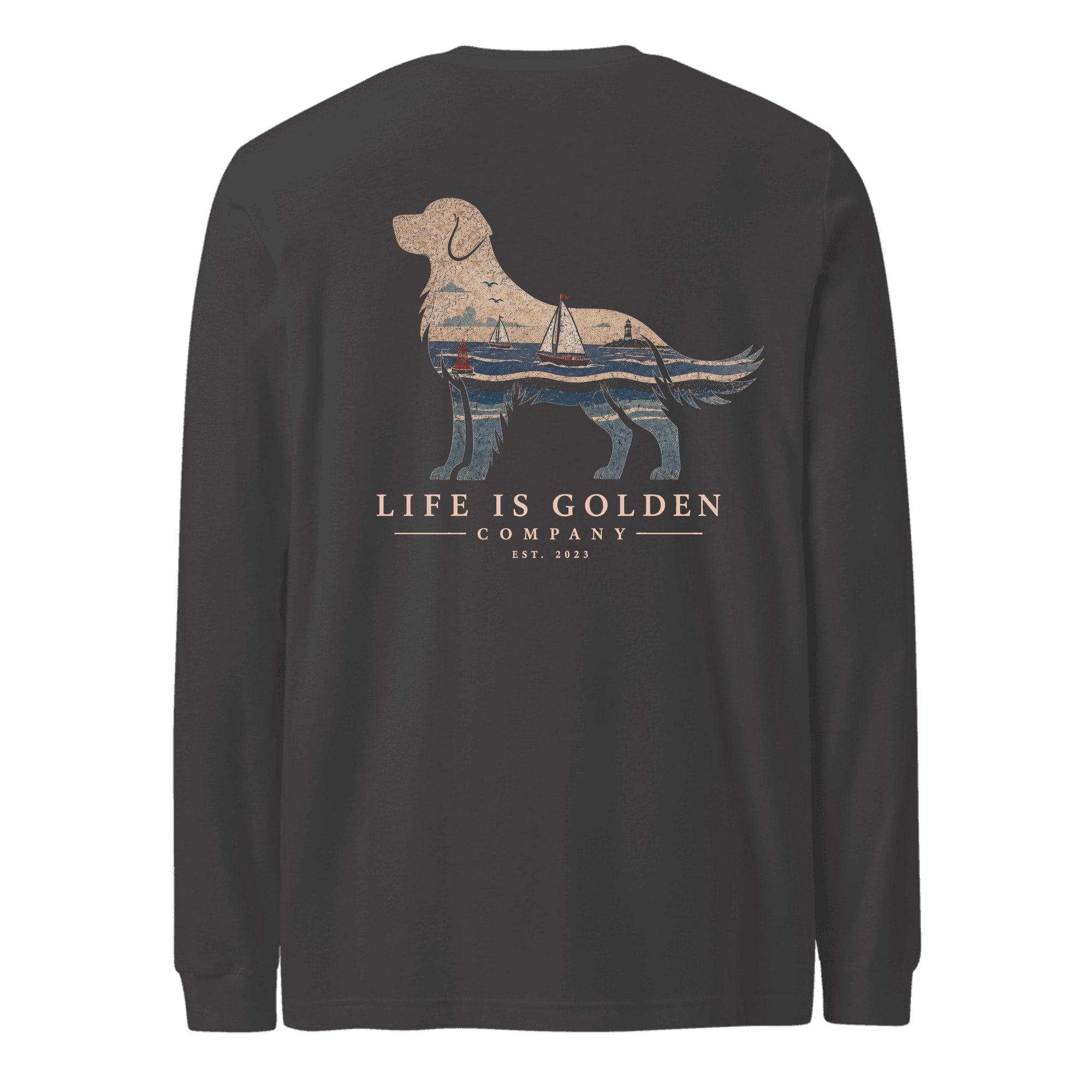 The Harborside Golden Long Sleeve — Dark Grey Heather