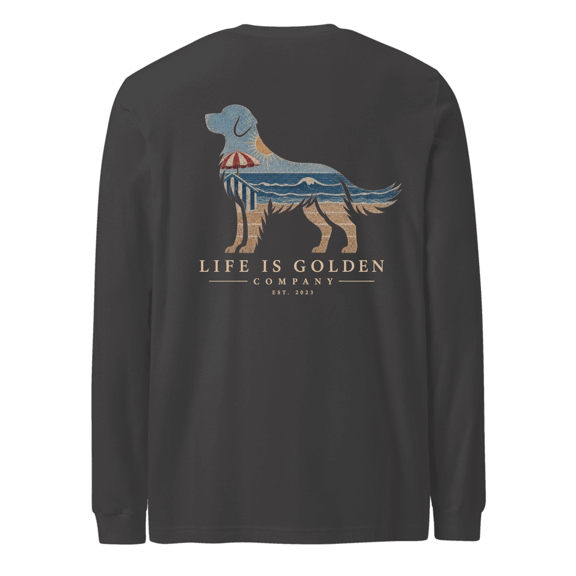 The Beach Day Golden Long Sleeve — Dark Grey Heather